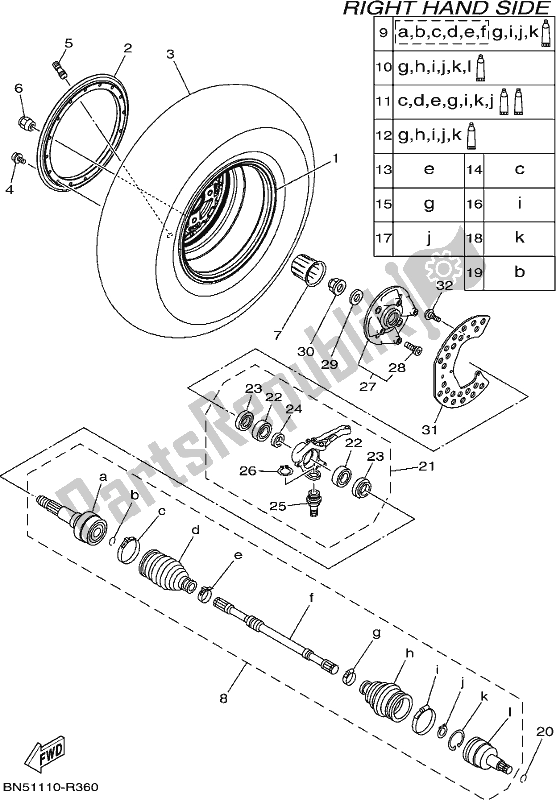 All parts for the Front Wheel 2 of the Yamaha YXE 700 PSE 2017