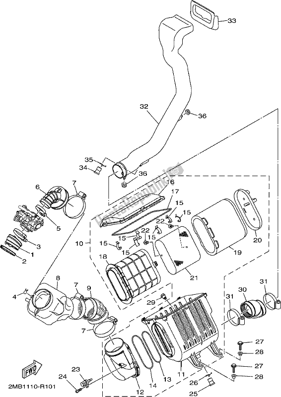 All parts for the Intake of the Yamaha YXE 700 PSE 2017