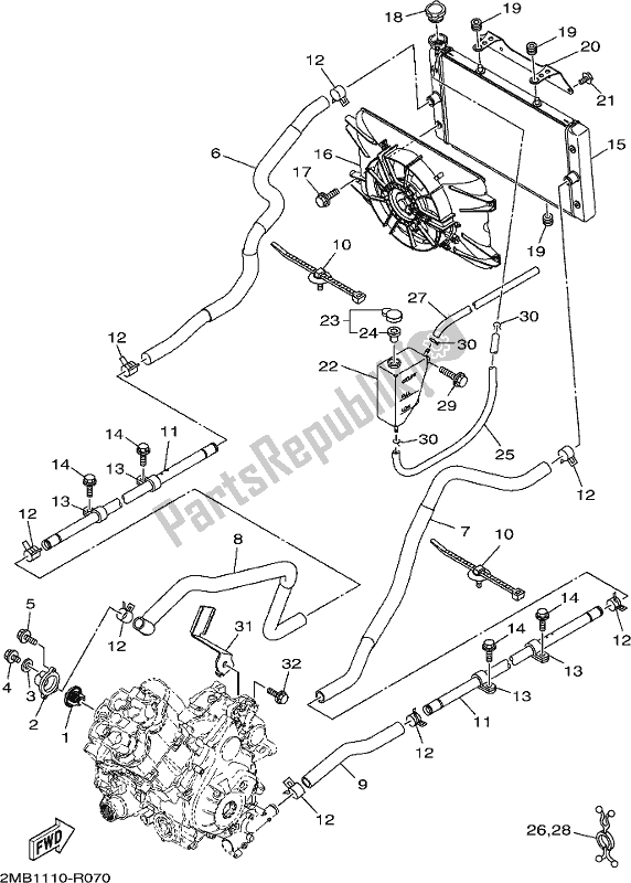 All parts for the Radiator & Hose of the Yamaha YXE 700 PSE 2017