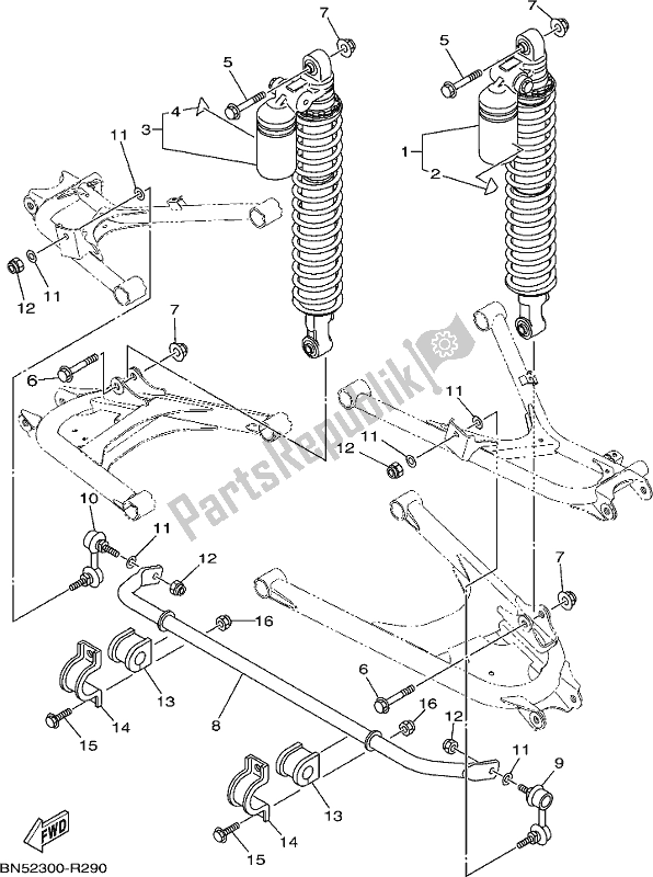 All parts for the Rear Suspension of the Yamaha YXE 700 PSE 2017