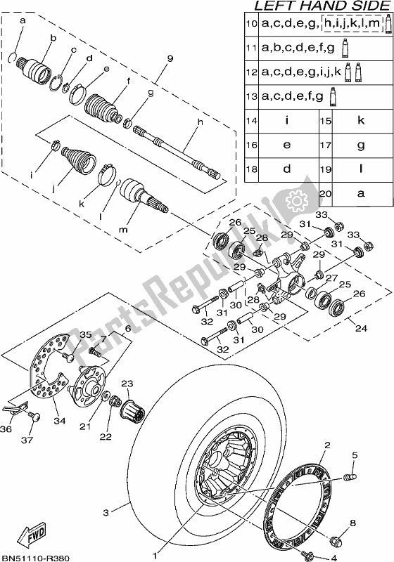 All parts for the Rear Wheel of the Yamaha YXE 700 PSE 2017