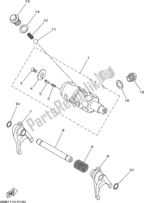 All parts for the Shift Cam & Fork of the Yamaha YXE 700 PSE 2017