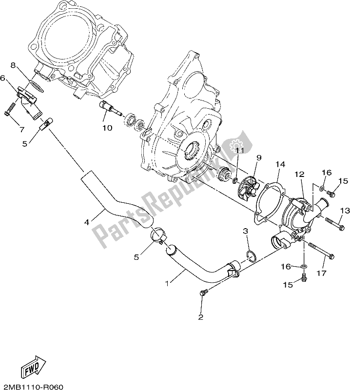 All parts for the Water Pump of the Yamaha YXE 700 PSE 2017