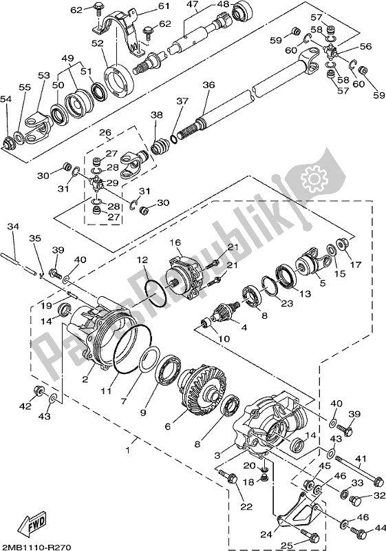 All parts for the Front Differential of the Yamaha YXE 700 PSE Wolverine SXS 2 Seater 2017