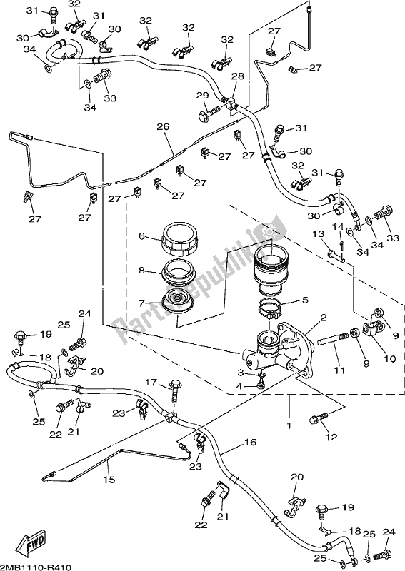 All parts for the Master Cylinder of the Yamaha YXE 700 PSE Wolverine SXS 2 Seater 2017