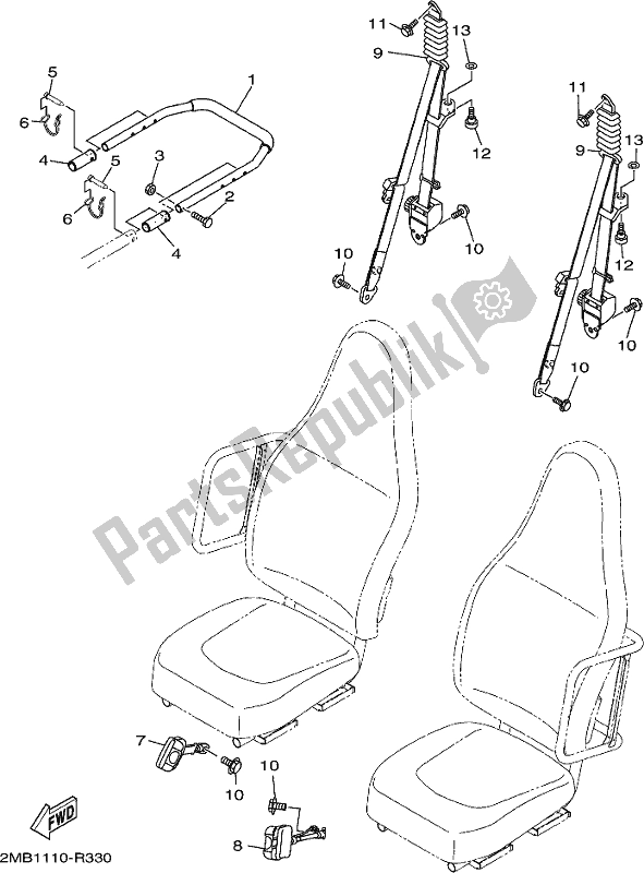 Tutte le parti per il Posto 2 del Yamaha YXE 700 Psej White 2018