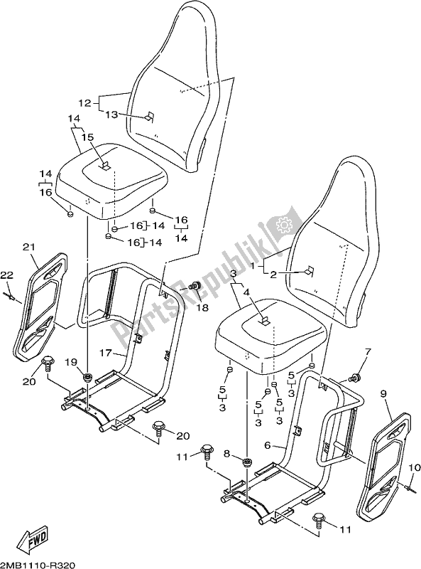 Todas las partes para Asiento de Yamaha YXE 700 Psej White 2018