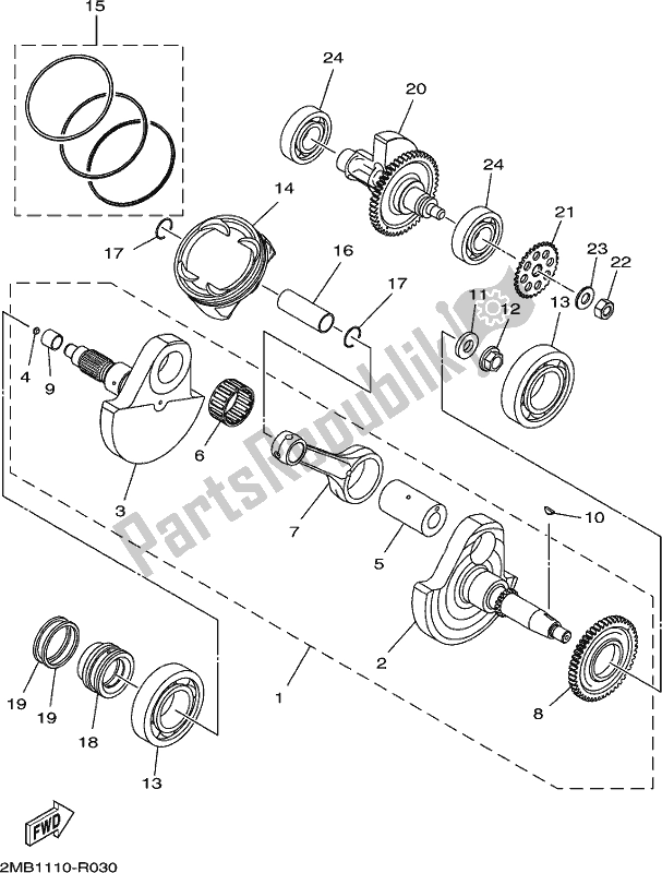 All parts for the Crankshaft & Piston of the Yamaha YXE 700 Psej White Wolverine SXS 2 Seater 2018