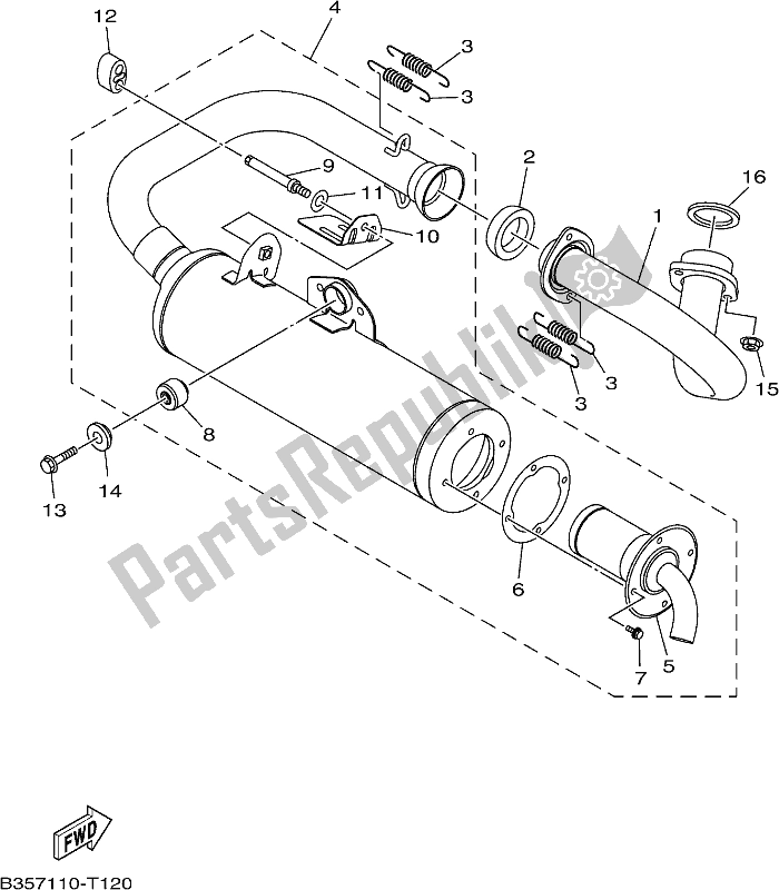 All parts for the Exhaust of the Yamaha YXE 700 Psej White Wolverine SXS 2 Seater 2018