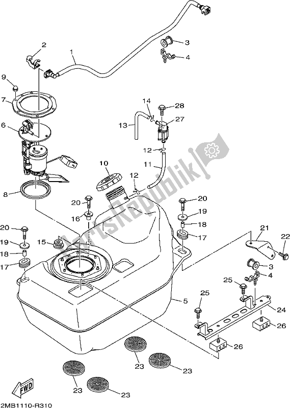 All parts for the Fuel Tank of the Yamaha YXE 700 Psej White Wolverine SXS 2 Seater 2018