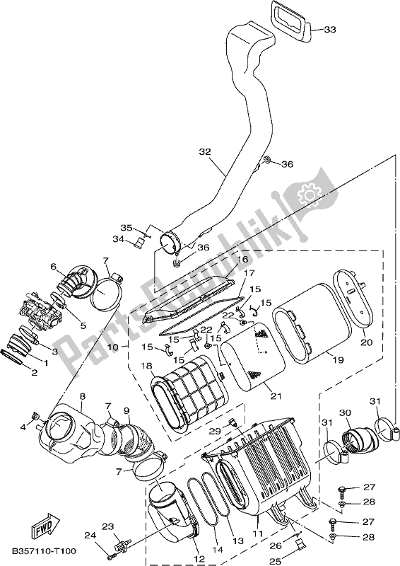 All parts for the Intake of the Yamaha YXE 700 Psej White Wolverine SXS 2 Seater 2018