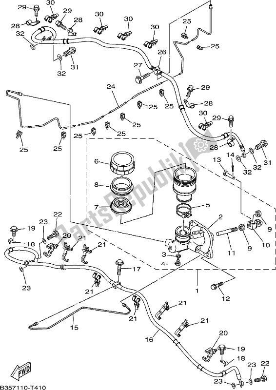 All parts for the Master Cylinder of the Yamaha YXE 700 Psej White Wolverine SXS 2 Seater 2018