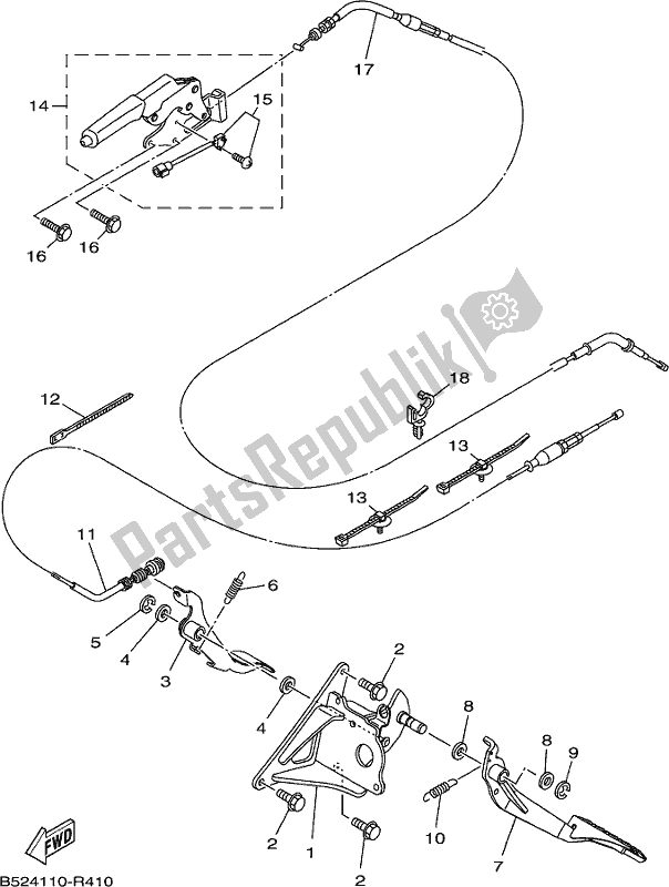 All parts for the Pedal Wire of the Yamaha YXE 700 Psej White Wolverine SXS 2 Seater 2018