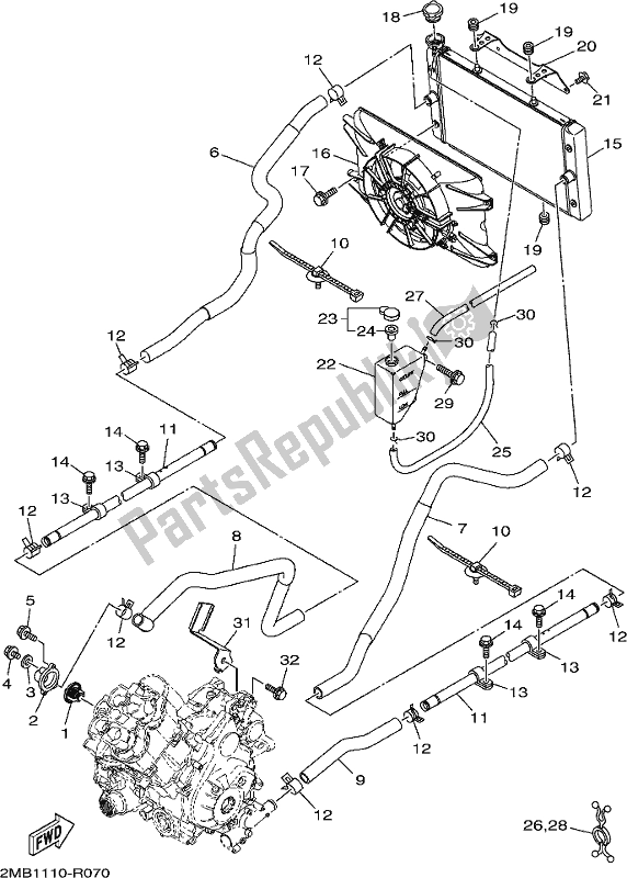 All parts for the Radiator & Hose of the Yamaha YXE 700 Psej White Wolverine SXS 2 Seater 2018