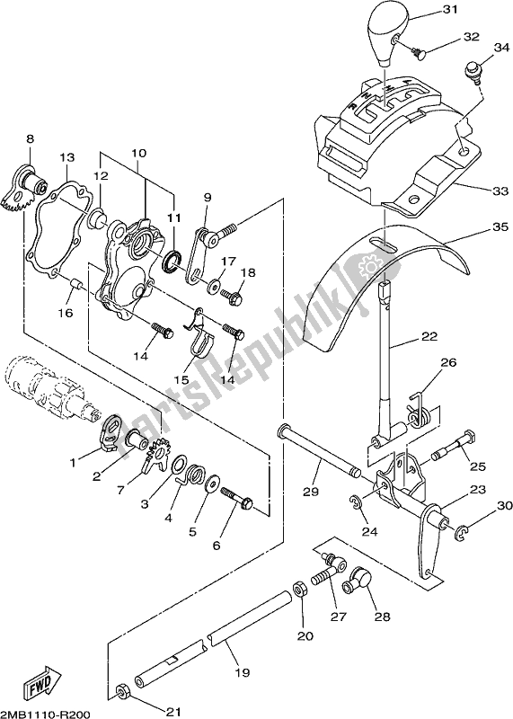 All parts for the Shift Shaft of the Yamaha YXE 700 Psej White Wolverine SXS 2 Seater 2018