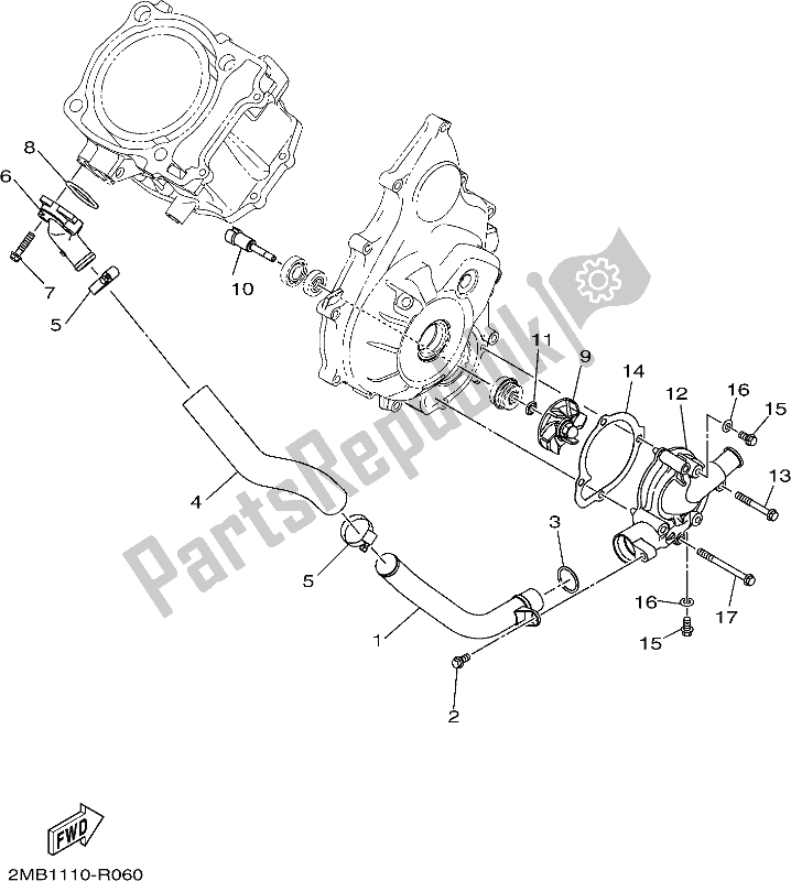 All parts for the Water Pump of the Yamaha YXE 700 Psej White Wolverine SXS 2 Seater 2018