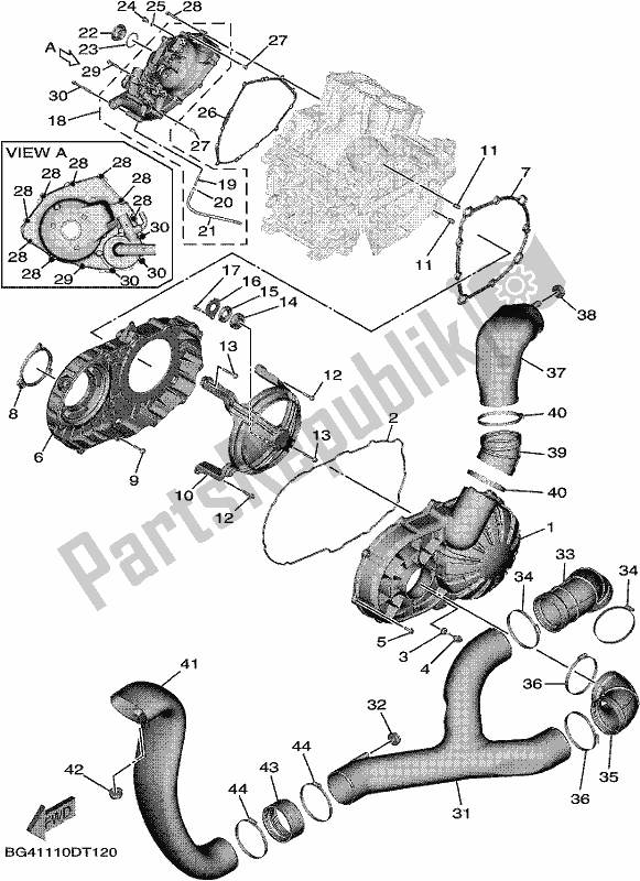 All parts for the Crankcase Cover 1 of the Yamaha YXE 850E 2019