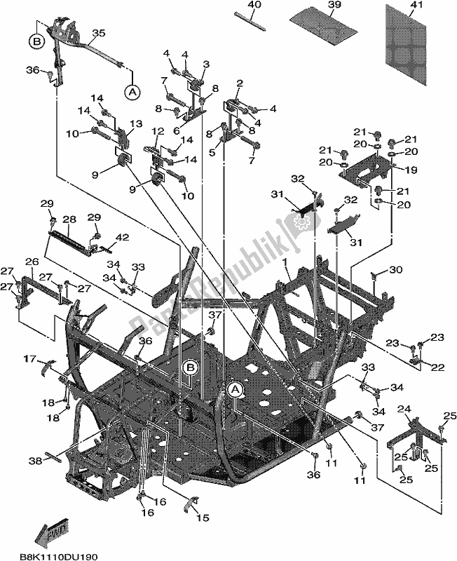 All parts for the Frame of the Yamaha YXE 850E 2019