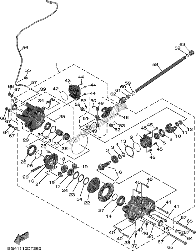 All parts for the Front Differential of the Yamaha YXE 850E 2019