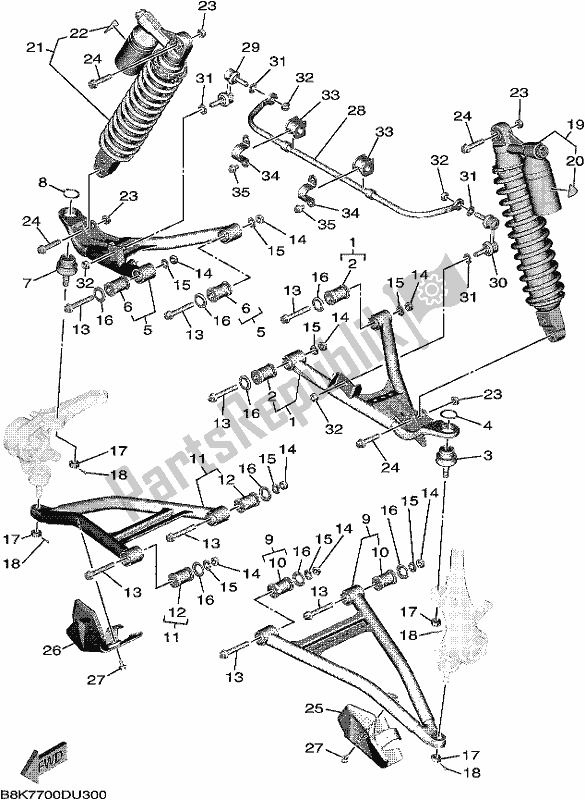 All parts for the Front Suspension & Wheel of the Yamaha YXE 850E 2019