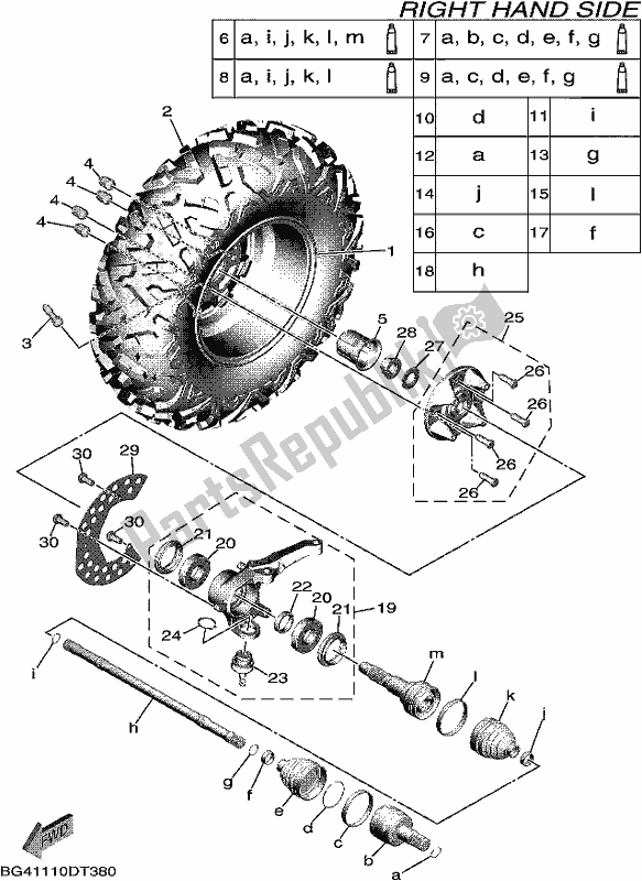 All parts for the Front Wheel 2 of the Yamaha YXE 850E 2019