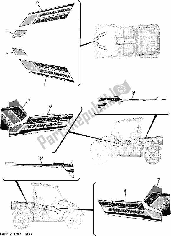 All parts for the Graphics of the Yamaha YXE 850E 2019