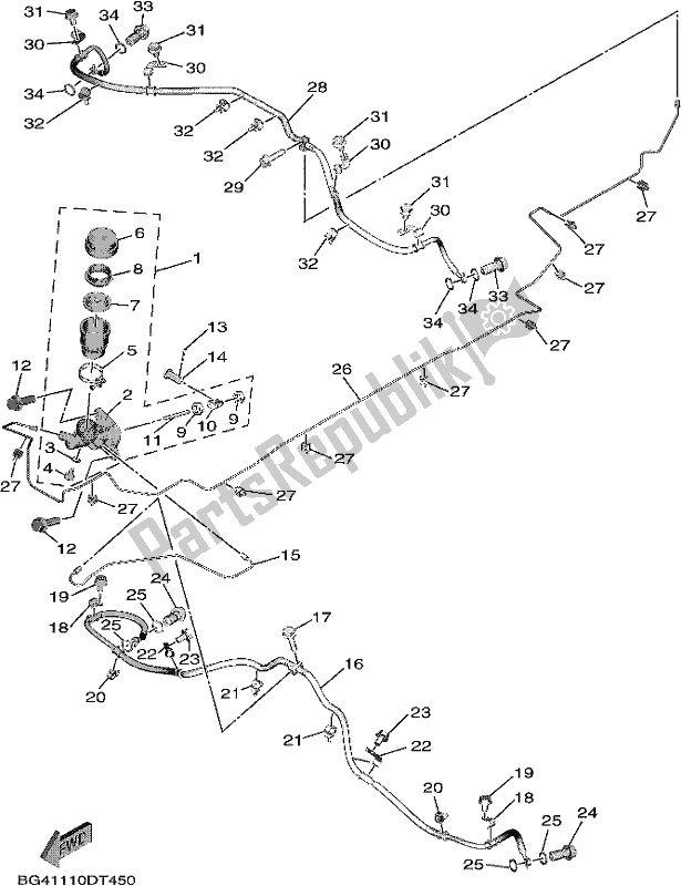 All parts for the Master Cylinder of the Yamaha YXE 850E 2019