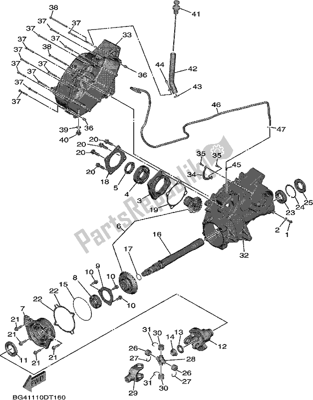 All parts for the Middle Drive Gear of the Yamaha YXE 850E 2019