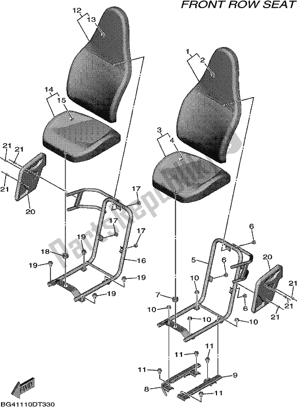 All parts for the Seat of the Yamaha YXE 850E 2019