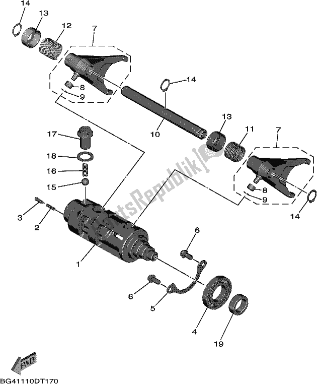 Toutes les pièces pour le Came Et Fourchette De Changement De Vitesse du Yamaha YXE 850E 2019