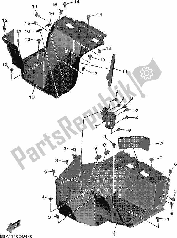 All parts for the Stand & Footrest of the Yamaha YXE 850E 2019