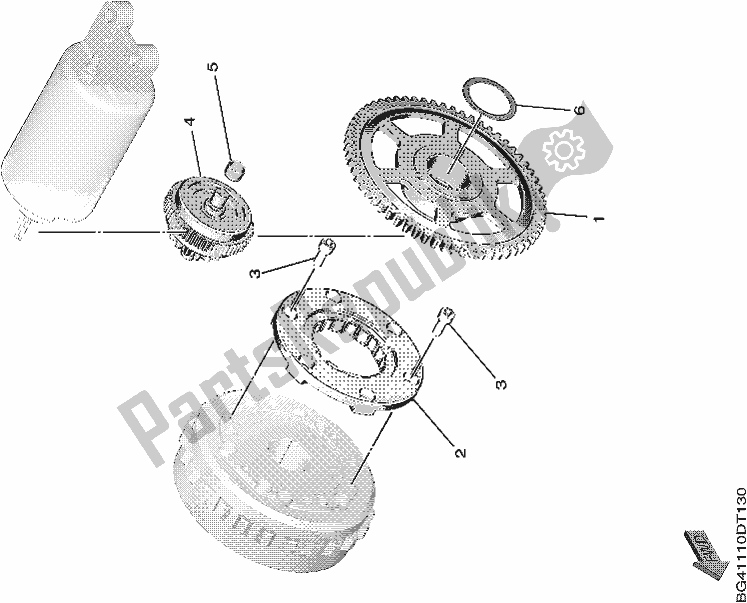 All parts for the Starter Clutch of the Yamaha YXE 850E 2019