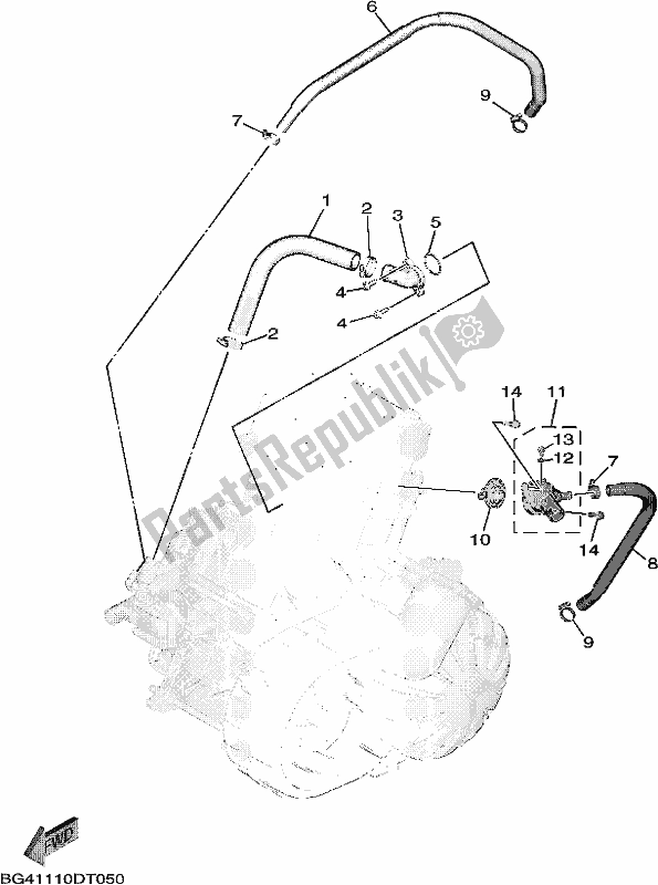 All parts for the Water Pump of the Yamaha YXE 850E 2019