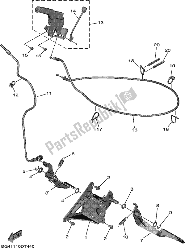 All parts for the Pedal Wire of the Yamaha YXE 850 EN 2020