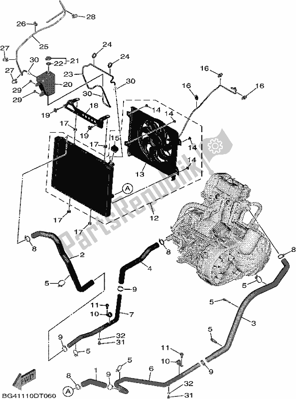 Tutte le parti per il Tubo Del Radiatore del Yamaha YXE 850 EN 2020