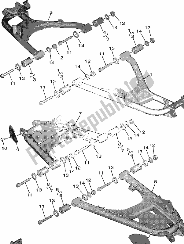 Tutte le parti per il Braccio Posteriore del Yamaha YXE 850 EN 2020