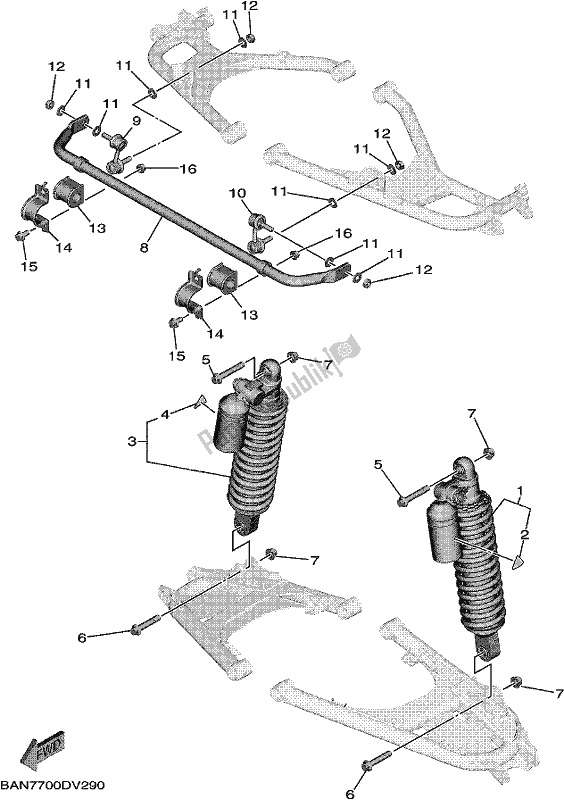 All parts for the Rear Suspension of the Yamaha YXE 850 EN 2020