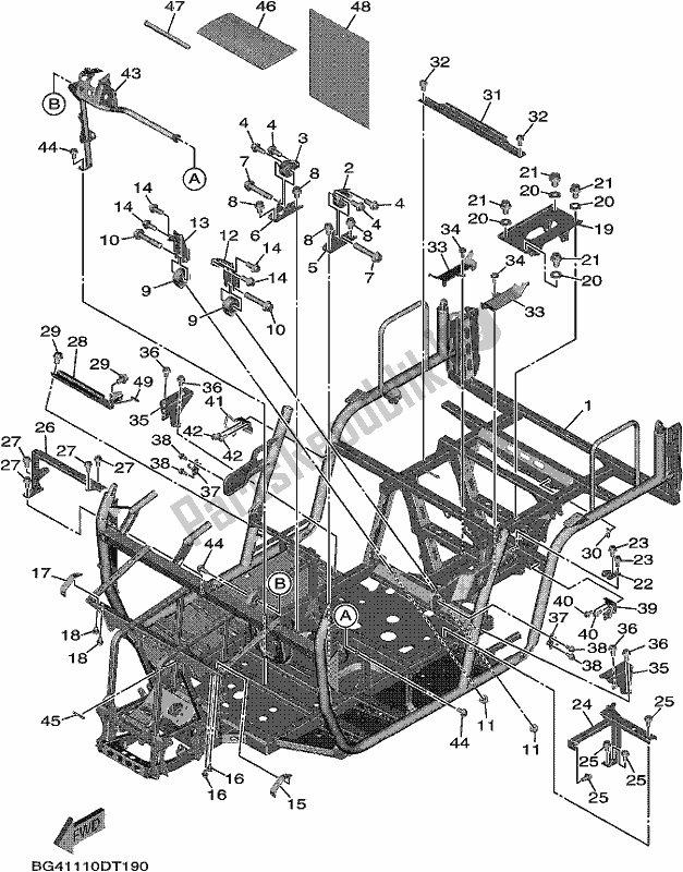 All parts for the Frame of the Yamaha YXF 850P 2018