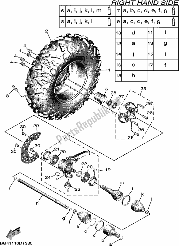 All parts for the Front Wheel 2 of the Yamaha YXF 850P 2018