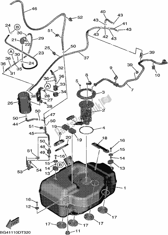 All parts for the Fuel Tank of the Yamaha YXF 850P 2018