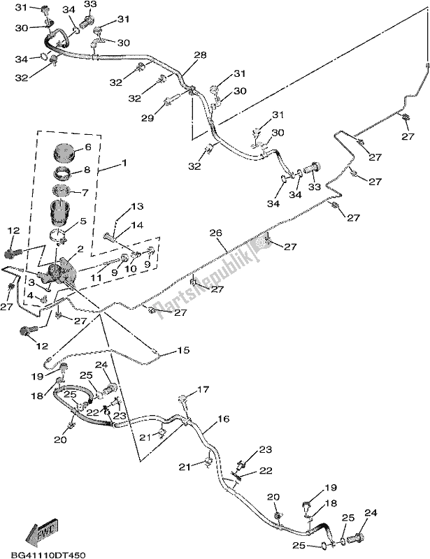 All parts for the Master Cylinder of the Yamaha YXF 850P 2018