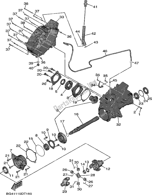 All parts for the Middle Drive Gear of the Yamaha YXF 850P 2018