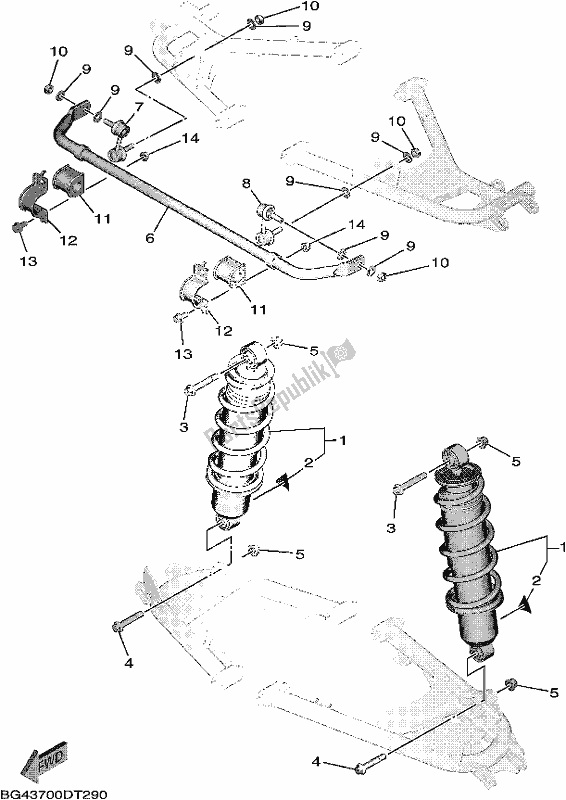 All parts for the Rear Suspension of the Yamaha YXF 850P 2018