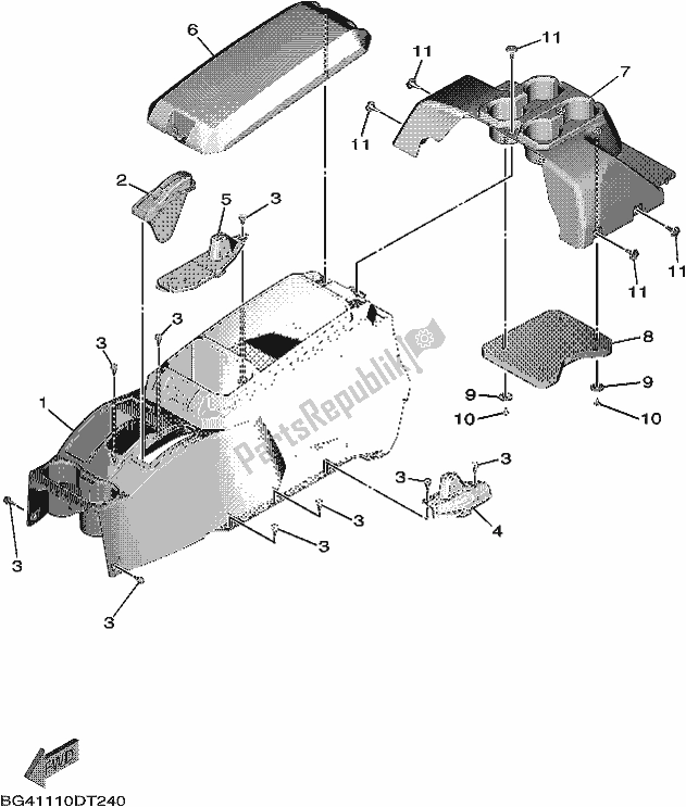 All parts for the Side Cover 3 of the Yamaha YXF 850P 2018