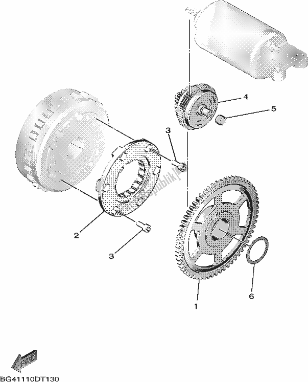 All parts for the Starter Clutch of the Yamaha YXF 850P 2018