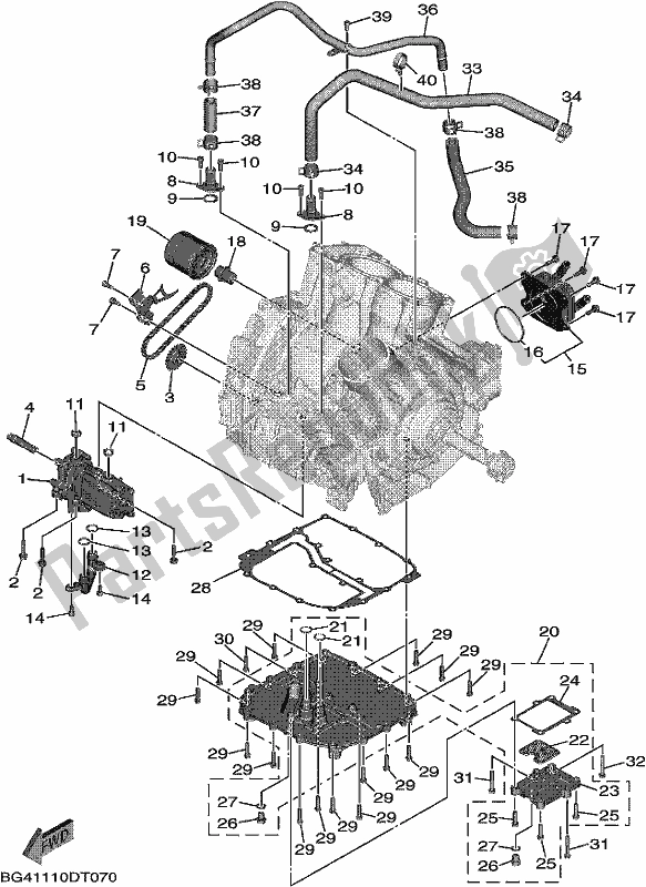 All parts for the Oil Pump of the Yamaha YXF 850P 2019