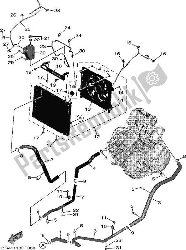All parts for the Radiator & Hose of the Yamaha YXF 850P 2019