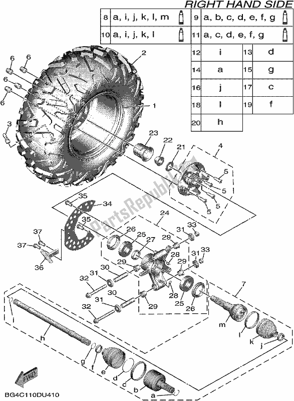 All parts for the Rear Wheel 2 of the Yamaha YXF 850P 2019