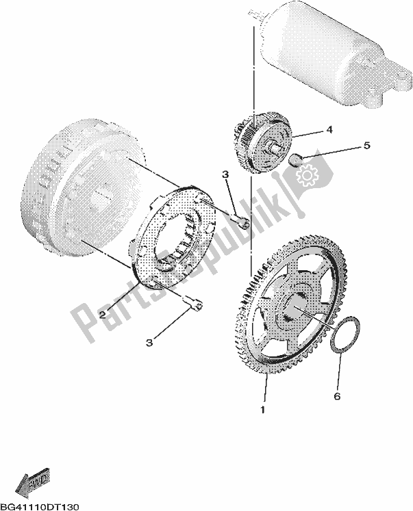 All parts for the Starter Clutch of the Yamaha YXF 850P 2019