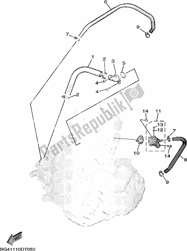 All parts for the Water Pump of the Yamaha YXF 850P 2019